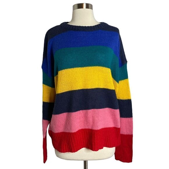 Brave Soul London Rainbow Stripe Sweater - Size M - Picture 1 of 6